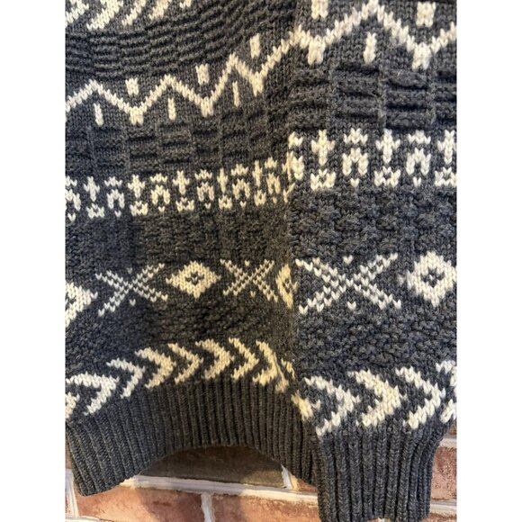 Vtg GAP Knit Wool Sweater Mens Large Gray White Geometric Pattern Y2K - Picture 3 of 8